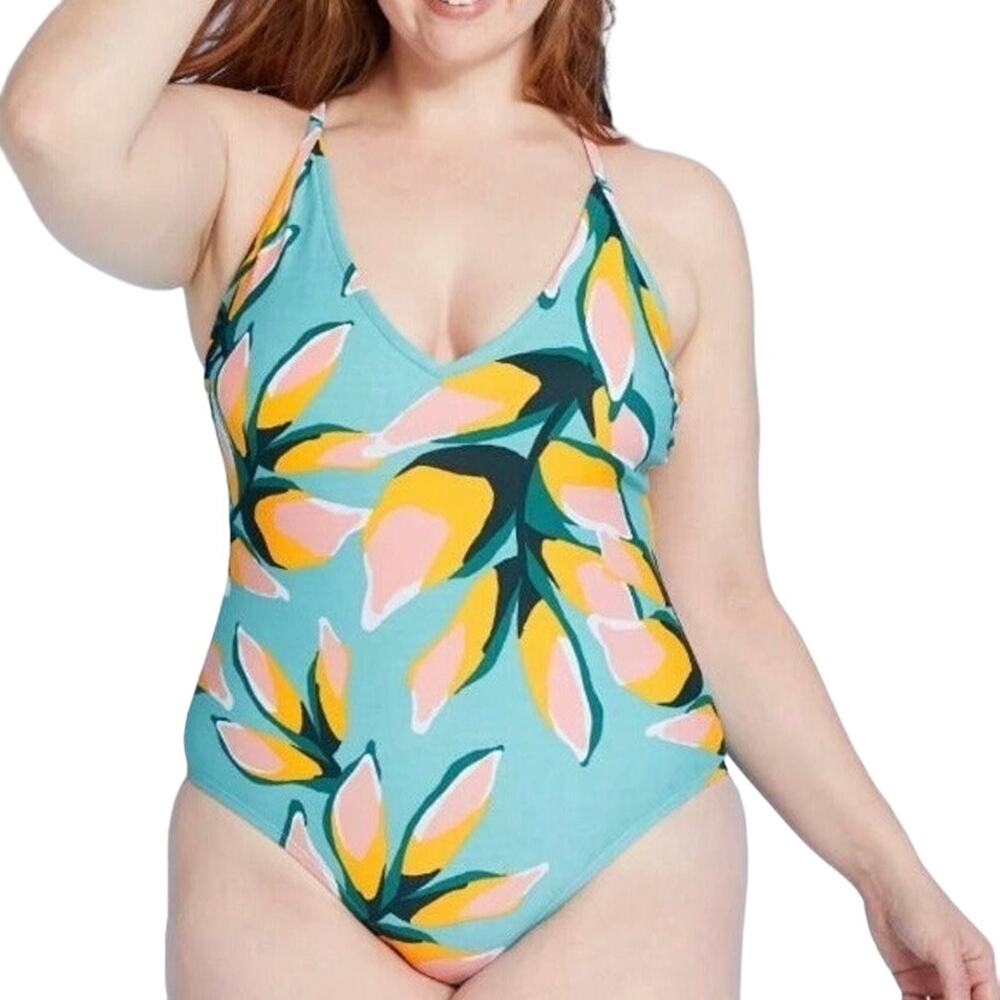 Kona Sol Floral Medium Coverage One Piece Swimsuit Size XL